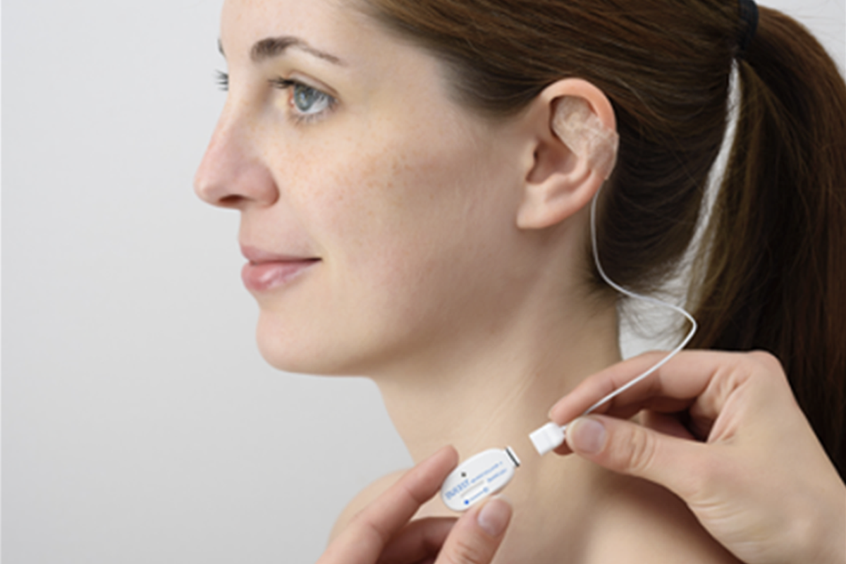 ducest product in process on a woman's head